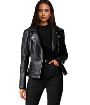 Womens Faux Leather Motorcycle Jackets Classical Black